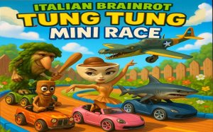 Italian Brainrot Tung Tung Mini Race: Wacky Backyard Racing Online Game